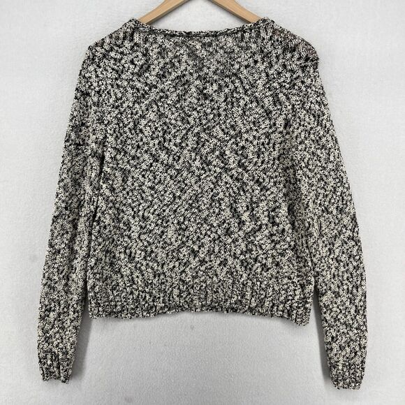 EILEEN FISHER Sweater M Cotton Viscose Slub Melange Chunky Knit Pullover Gray - Picture 2 of 16